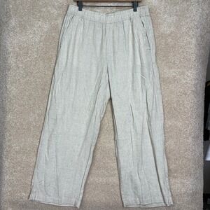Old Navy Linen Blend Wide Leg Pants Size Large High Rise Lightweight Neutral